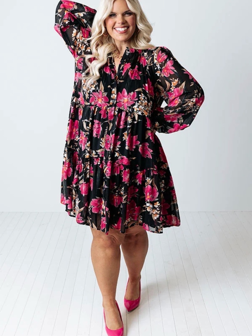 Impressions BROADWAY AND BUBBLY FLORAL SHIFT DRESS